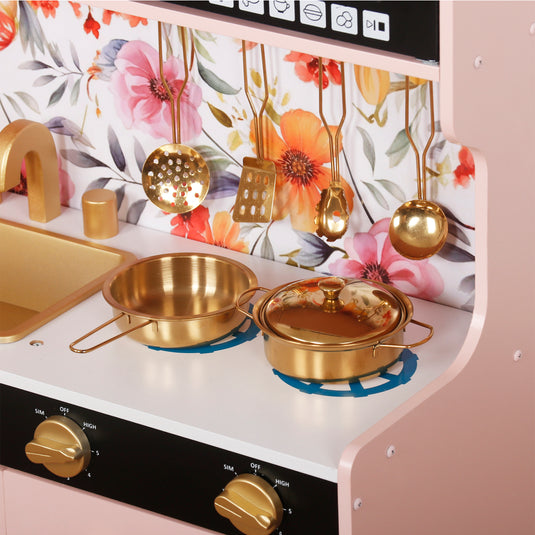 Pink Wooden Children's Play Kitchen - W10C955B