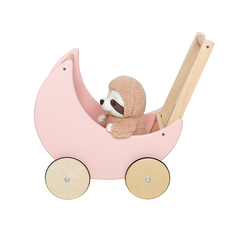 Cargue la imagen en el visor de la galería, Andadera de bebe estilo carriola color rosa de Madera - W16E112D
