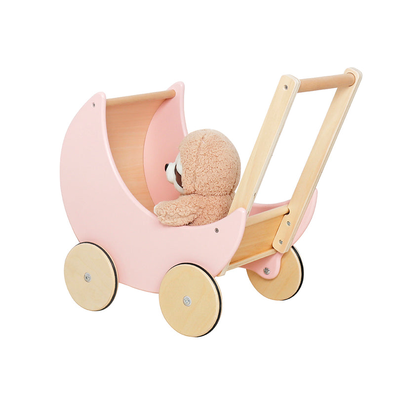 Cargue la imagen en el visor de la galería, Andadera de bebe estilo carriola color rosa de Madera - W16E112D
