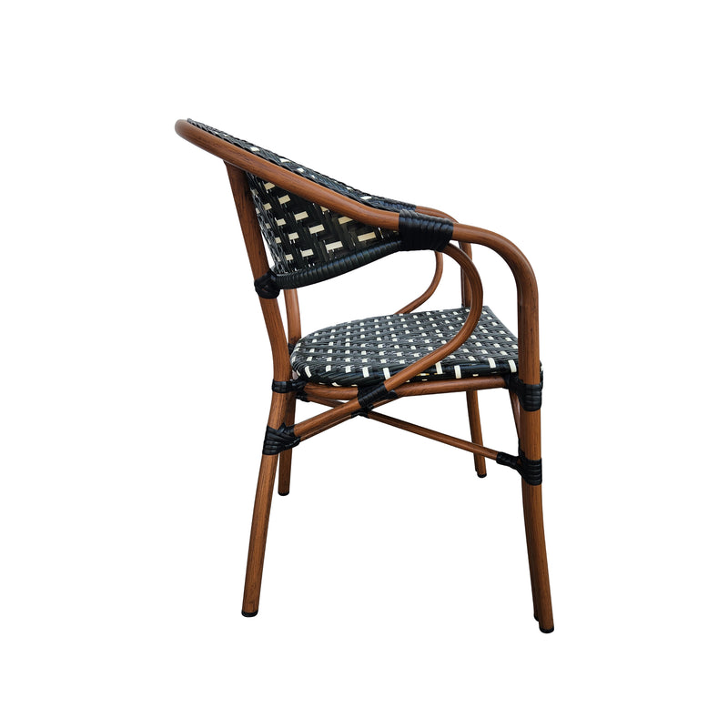 Cargue la imagen en el visor de la galería, Silla de Rattan para Exterior Color negro&amp;café WILLSI 50 - WIL50
