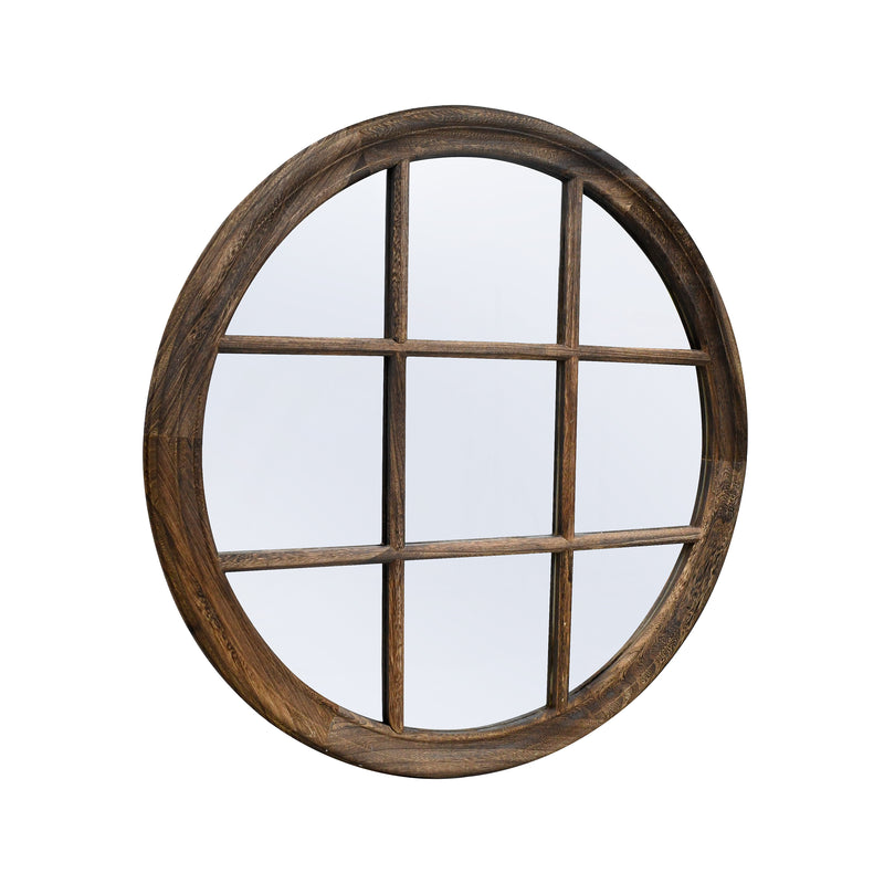 Cargue la imagen en el visor de la galería, Espejo Decorativo tipo ventana XOX color café Diám. 80 cms -XOX-CA
