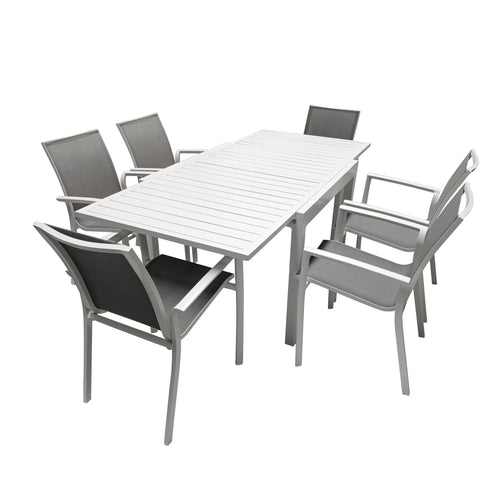 Comedor Expandible Baluteli + 6 sillas Koshem blanco