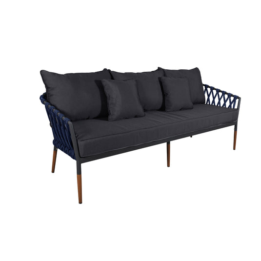 Sofa para Terraza o Jardin Color Carbon & azul BELINAS TRIPLE- B1070