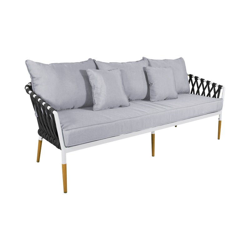 Cargue la imagen en el visor de la galería, Sofa para Terraza o Jardin Color blanco con negro BELINAS TRIPLE- B1095
