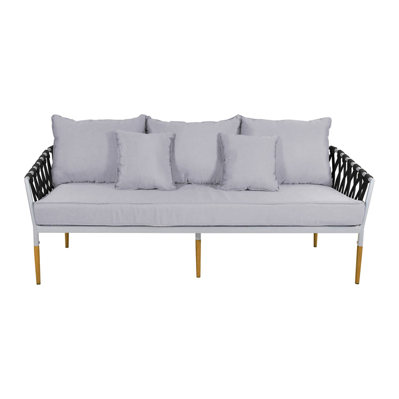 Cargue la imagen en el visor de la galería, Sofa para Terraza o Jardin Color blanco con negro BELINAS TRIPLE- B1095
