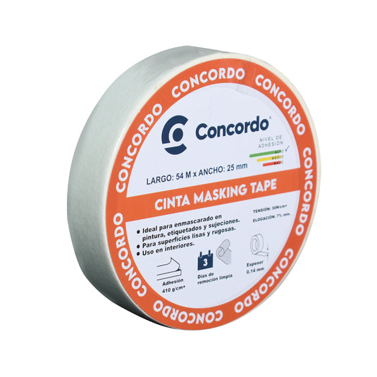 Caja de Cinta Masking Tape 54m x 25 mm Color Blanco