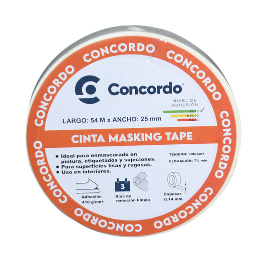 Caja de Cinta Masking Tape 54m x 25 mm Color Blanco