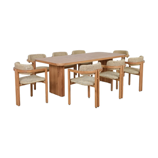 Comedor Athena 2.2M + 8 sillas Athena natural - HUC38704-1005
