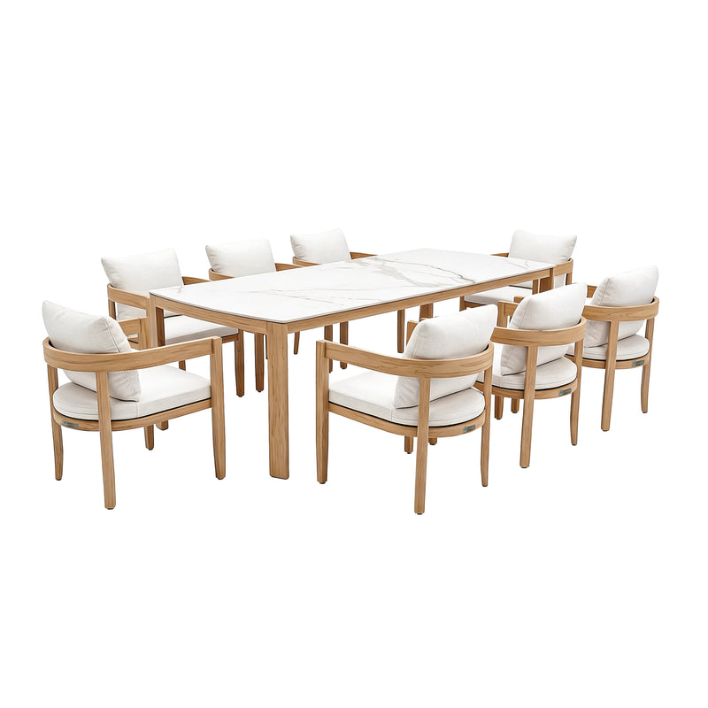Cargue la imagen en el visor de la galería, Comedor Roni 2.2M + 8 sillas Roni color natural - GL3E-39865-19-1010ZYB
