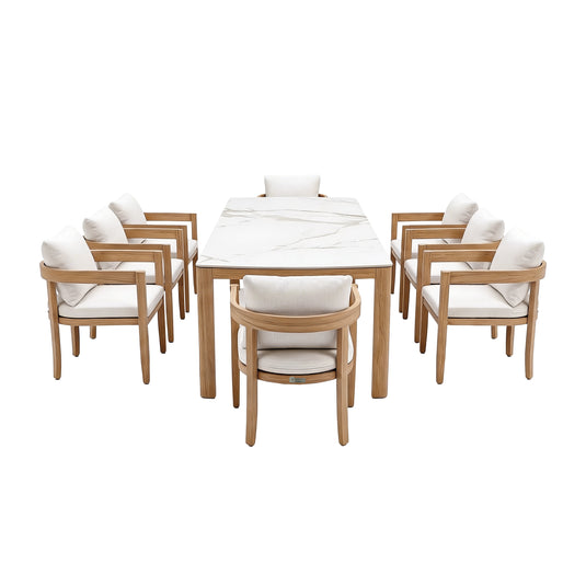 Comedor Roni 2.2M + 8 sillas Roni color natural - GL3E-39865-19-1010ZYB