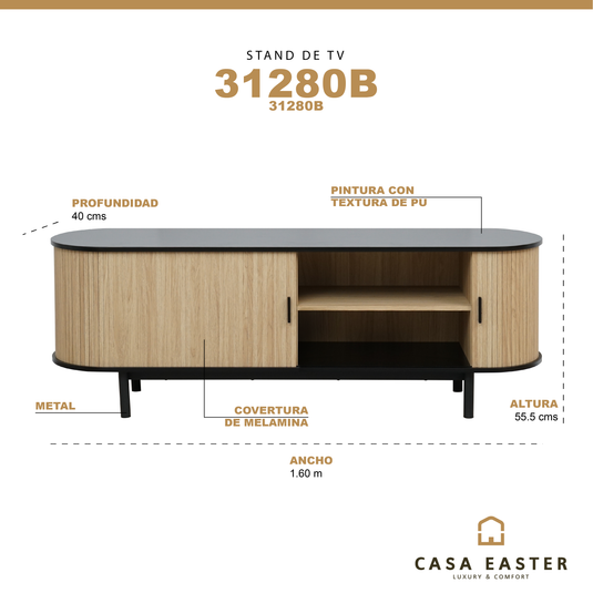 Stand de Tv 31280B Negro & Natural - 31280B