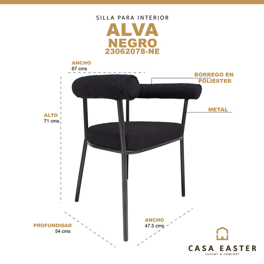 Silla de Interior Alva 23062078 Negra - 23062078-NE