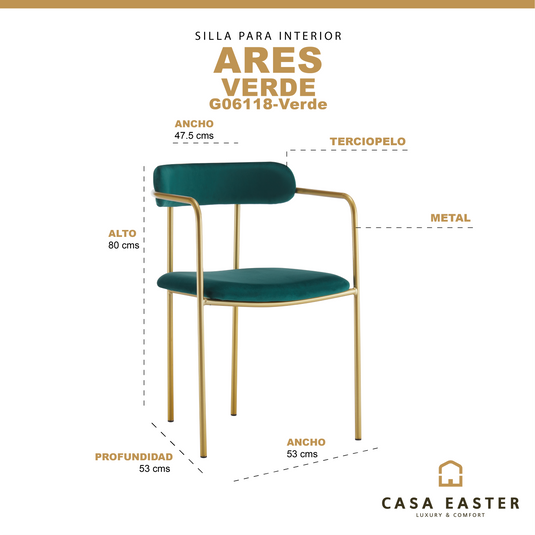 Silla de interior Ares Gcolor Verde Metal - G06118-Verde