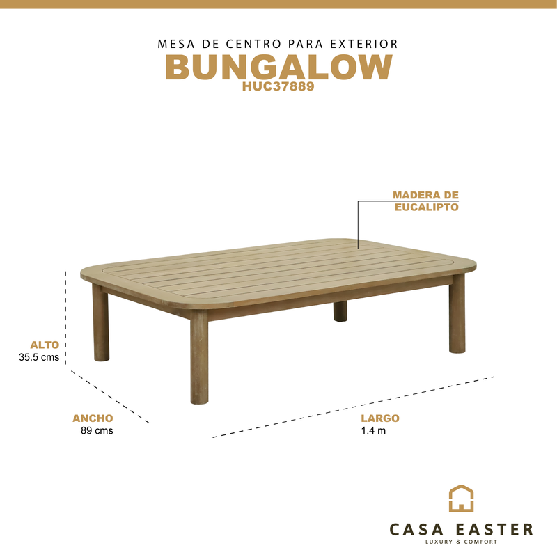 Cargue la imagen en el visor de la galería, Mes de centro Bungalow de madera color natural 1.4 M - HUC37889
