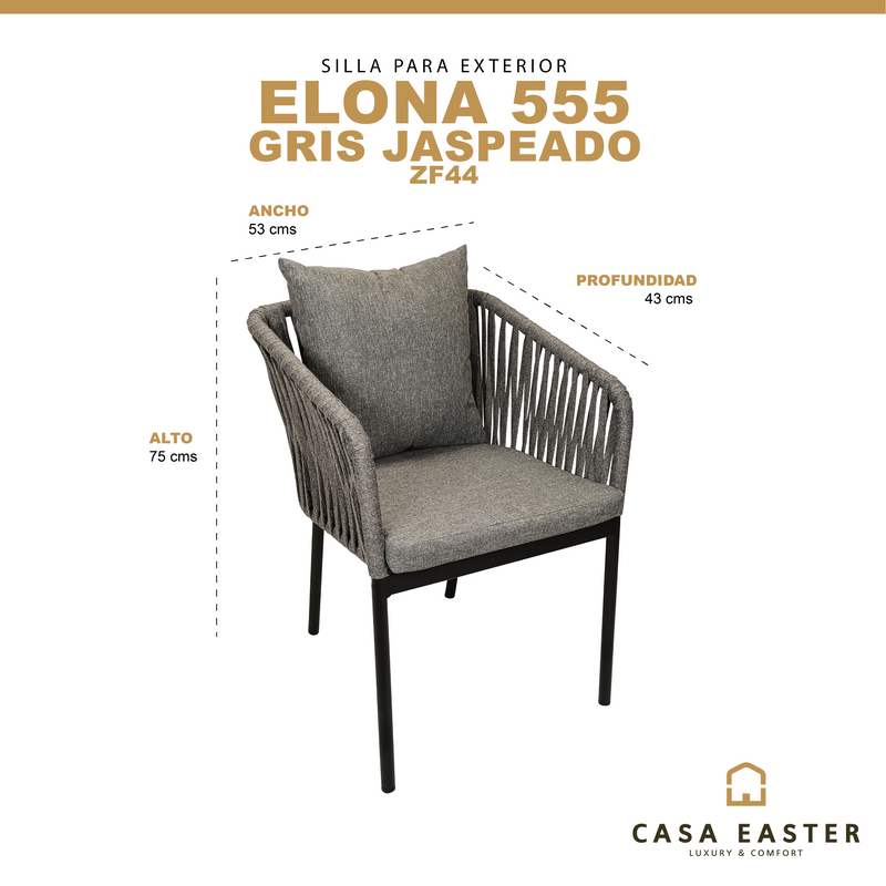 Cargue la imagen en el visor de la galería, Silla de Lazo para Exterior e Interior Color GRIS JASPEADO ELONA 555-ZF44
