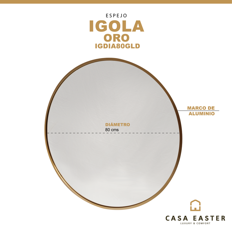 Cargue la imagen en el visor de la galería, Espejo color Oro 80 Igola - IGDIA80GLD
