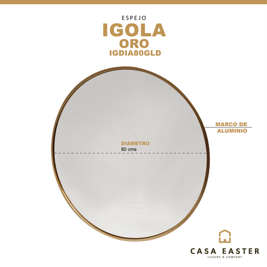 Espejo color Oro 80 Igola - IGDIA80GLD