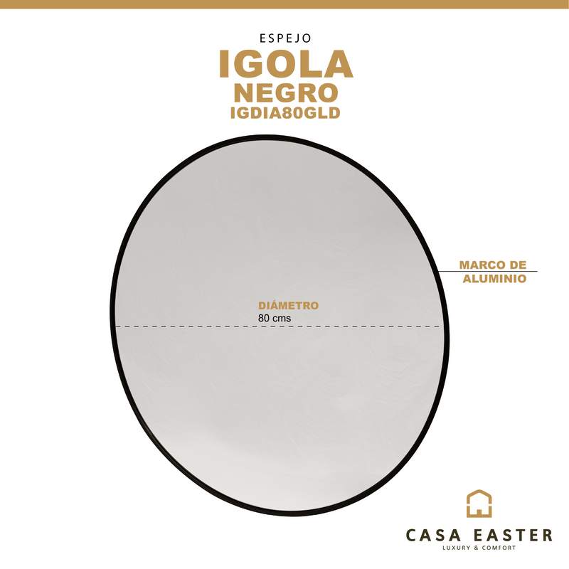 Cargue la imagen en el visor de la galería, Espejo color Negro 80 Igola - IGDIA80BLK
