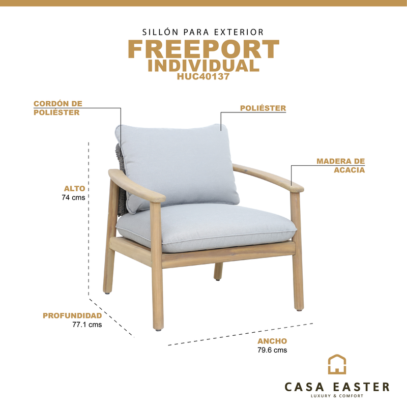 Cargue la imagen en el visor de la galería, Sillon Individual Freeport Gris - HUC40137
