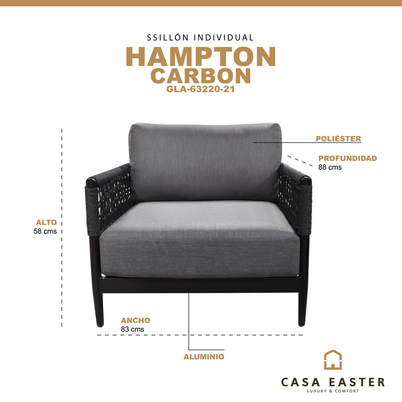 Cargue la imagen en el visor de la galería, Sillón Individual Hampton color Carbon - GLA-6322021
