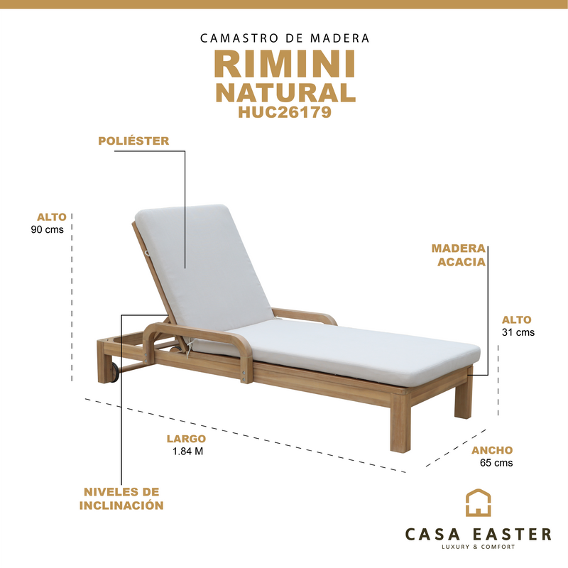 Cargue la imagen en el visor de la galería, Camastro para interior o exterior  de Madera Color Blanco  RIMINI -HUC26179
