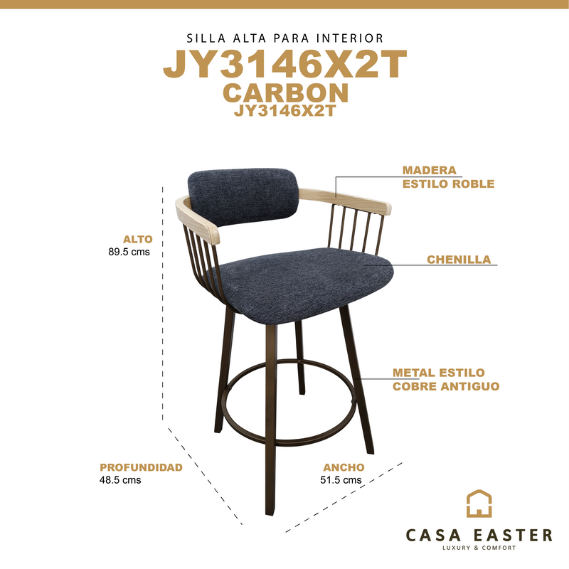 Cargue la imagen en el visor de la galería, Silla de Interior JY3146X2T Charcoal - JY3146X2T
