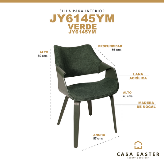 Silla de Interior Soho 502 color verde - JY6145Y-M