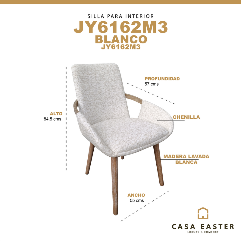 Cargue la imagen en el visor de la galería, Silla para Interior color Blanca JY6162M3 - JY6162M3
