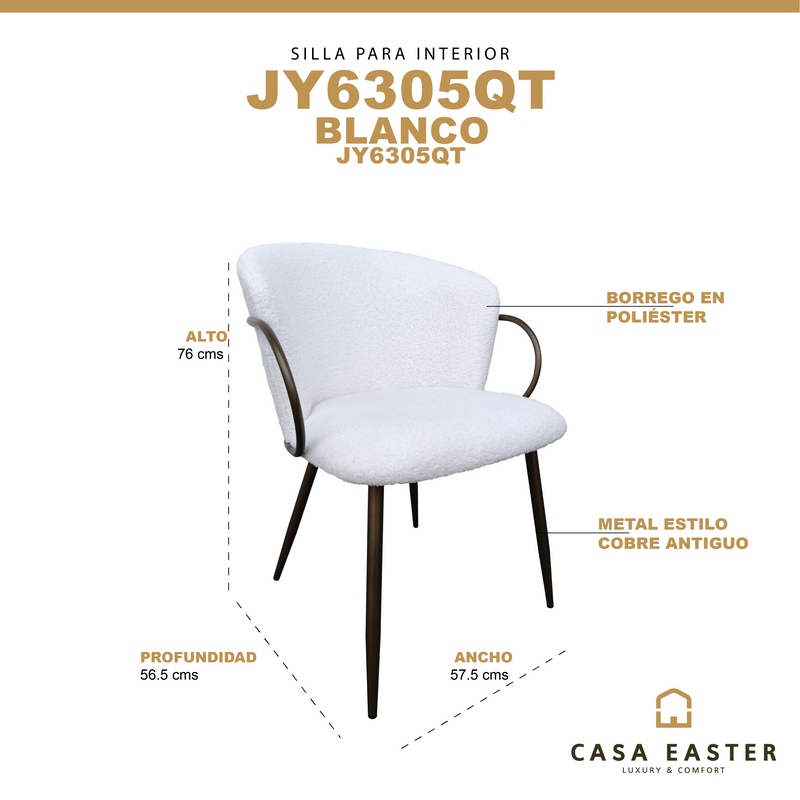 Cargue la imagen en el visor de la galería, Silla de Interior JY6305QT Blanca - JY6305QT
