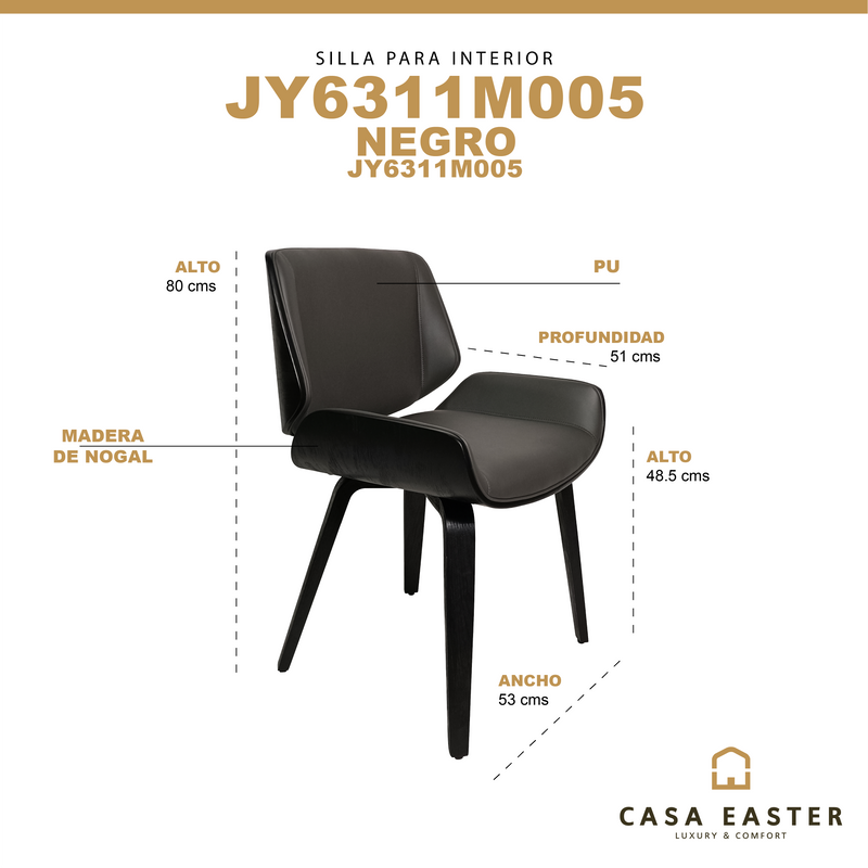 Cargue la imagen en el visor de la galería, Silla de Interior JY6311-M005 color negro - JY6311-M005
