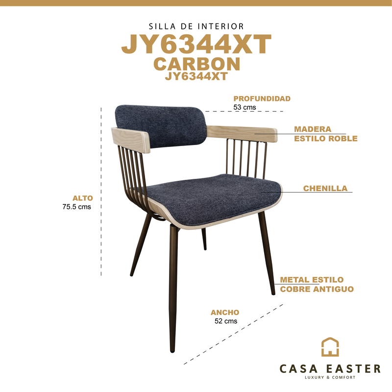 Cargue la imagen en el visor de la galería, Silla de Interior JY6344XT charcoal - JY6344XT
