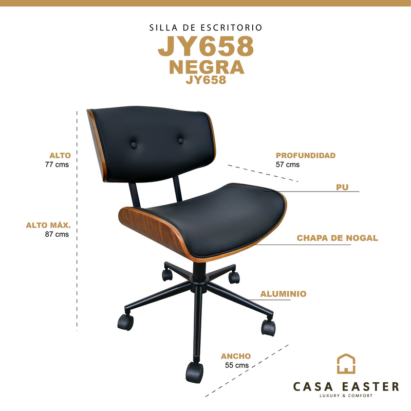 Cargue la imagen en el visor de la galería, Silla escritorio JY658 Negra - JY658
