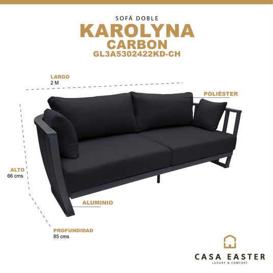 Sofá Doble de Aluminio color Carbon Karolyna - GL3A5302422KD-CH