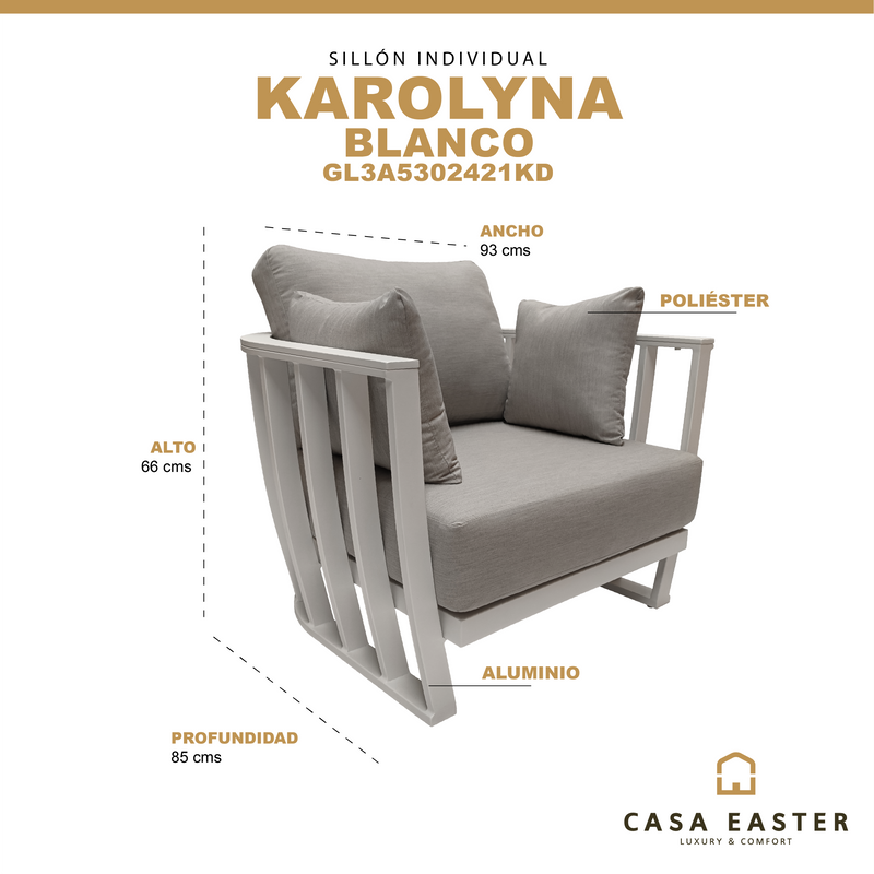 Cargue la imagen en el visor de la galería, Sillón individual color Blanco Karolyna -  GL3A5302421KD
