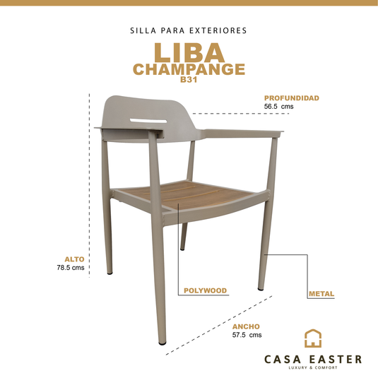 Silla de Aluminio Liba color Champagne - B31