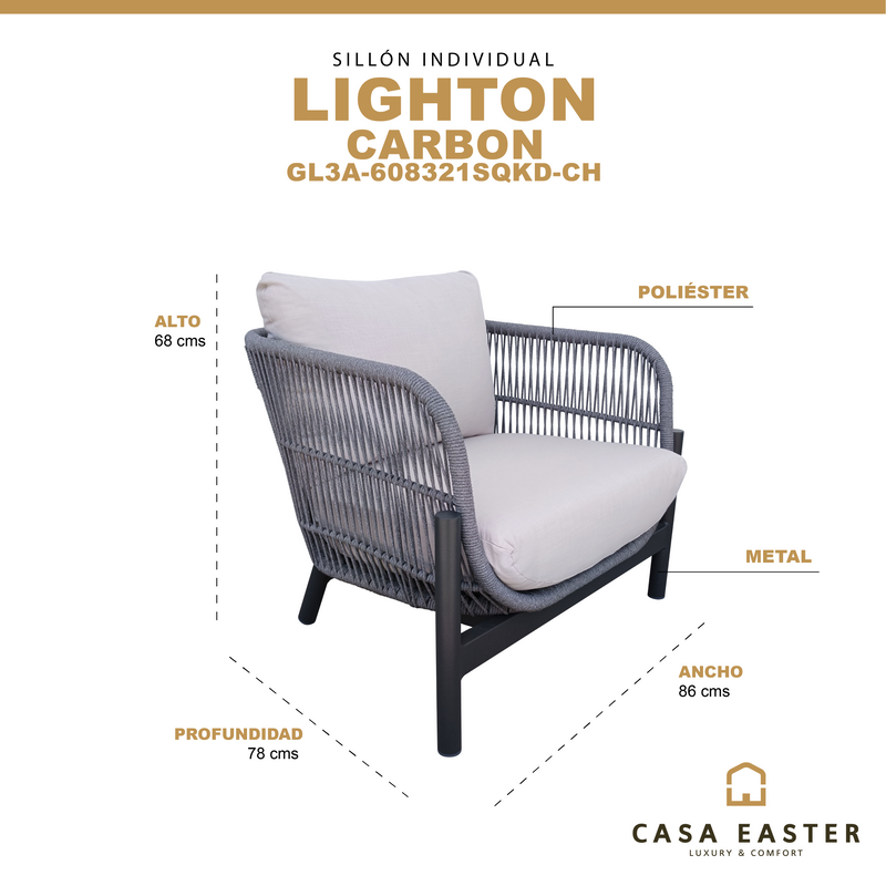 Cargue la imagen en el visor de la galería, Sillón Individual Lighton Carbon - GL3A-608321SQKD-CH
