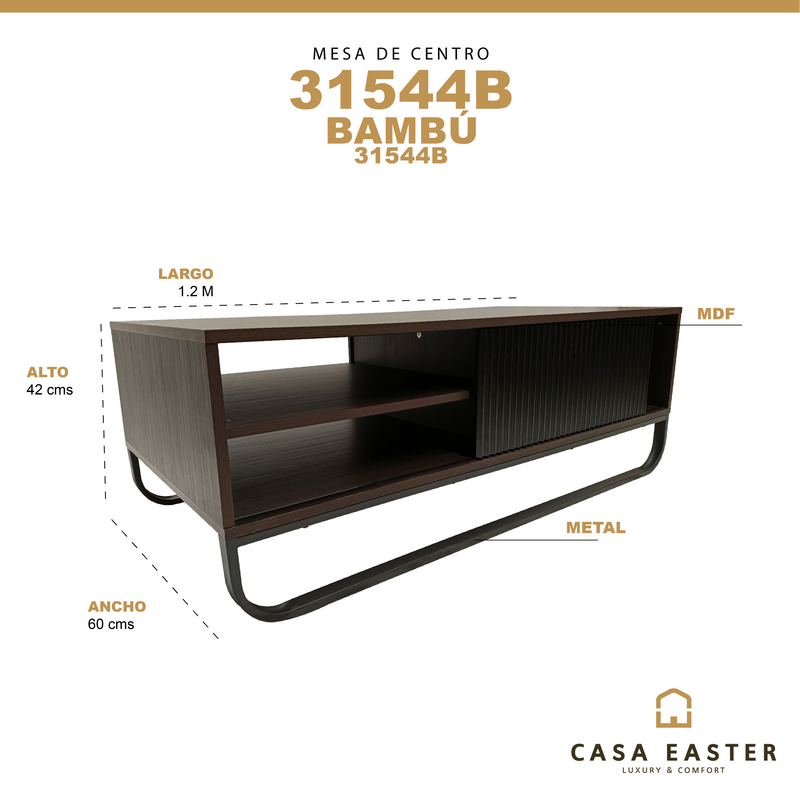 Cargue la imagen en el visor de la galería, Mesa de centro 31544B 1.2 M color Negra - 31544B
