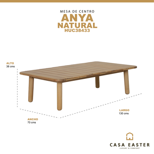 Mesa de centro Anya rectangular 1.3 M de madera color Natural - HUC38433