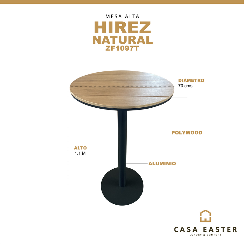 Cargue la imagen en el visor de la galería, Mesa de Barra Hirez D.70cms color Natural&amp;Carbon - ZF1097T
