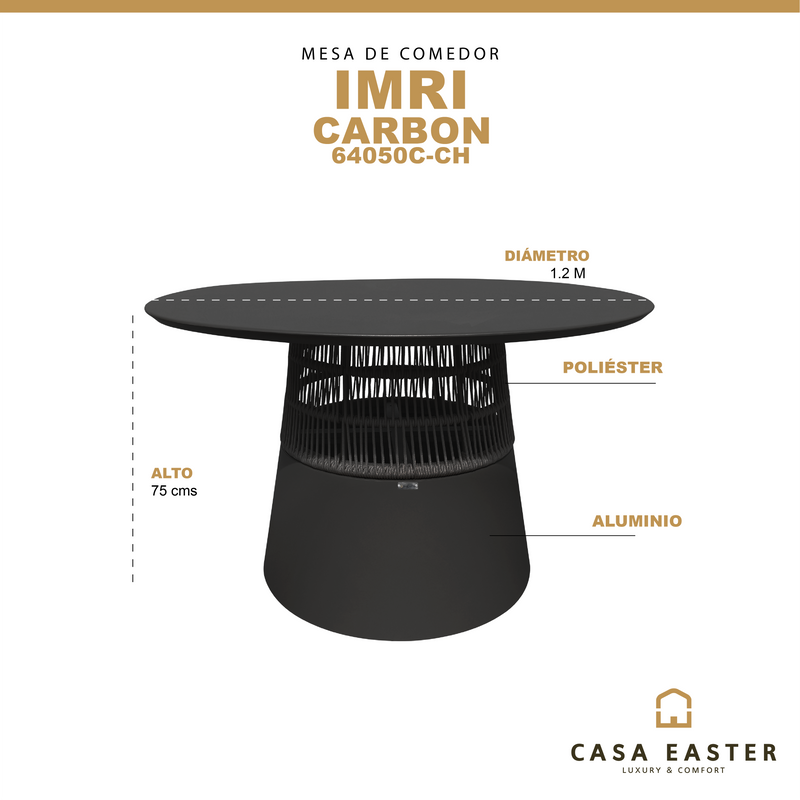 Cargue la imagen en el visor de la galería, Mesa de comedor redonda Imri 1.2 M color Carbon - 64050C-CH
