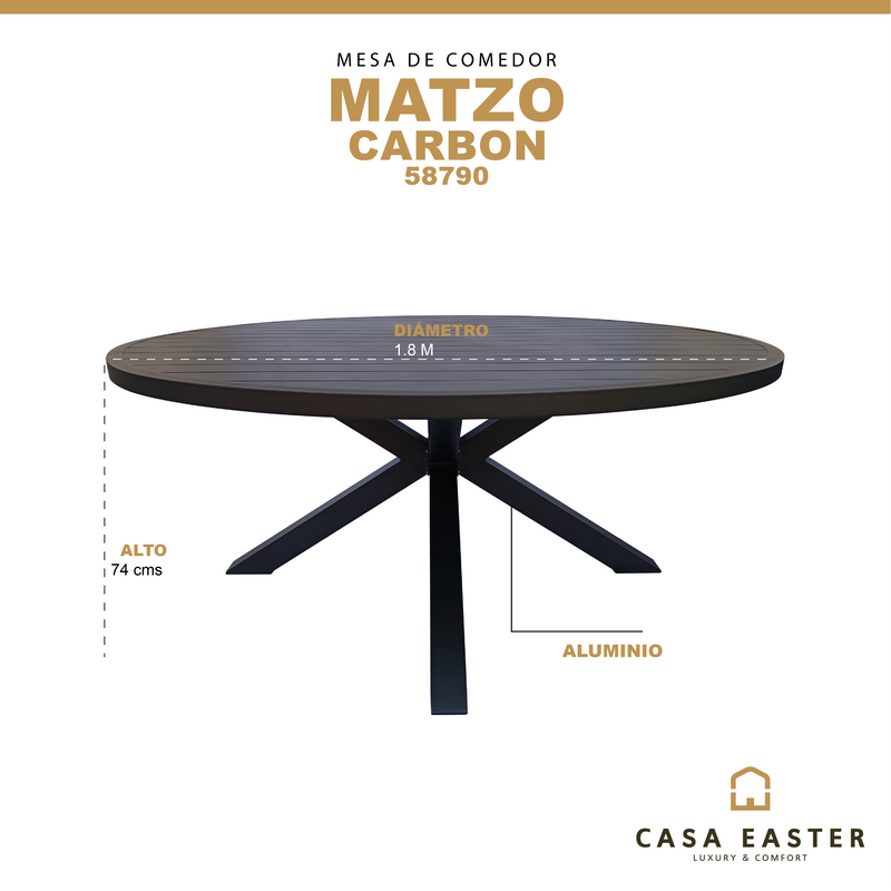 Cargue la imagen en el visor de la galería, Mesa de Comedor Redonda 1.8 M para interior y exterior estilo redonda Color Carbon MATZO-58790
