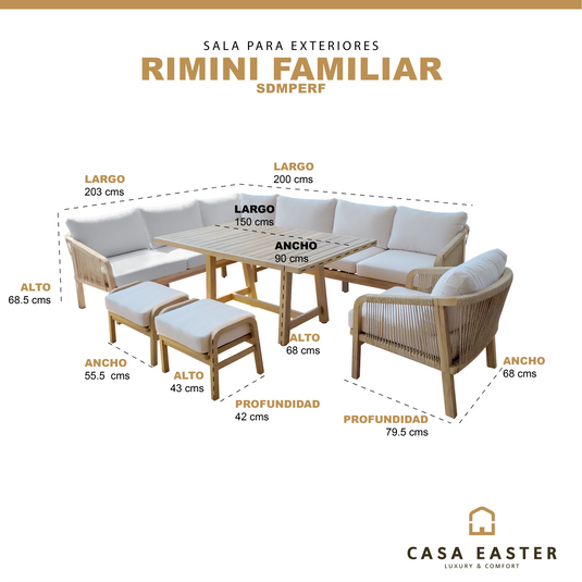 Sala para Exterior e Interior  de Madera Color Blanco RIMINI FAMILIAR-SDMPERF