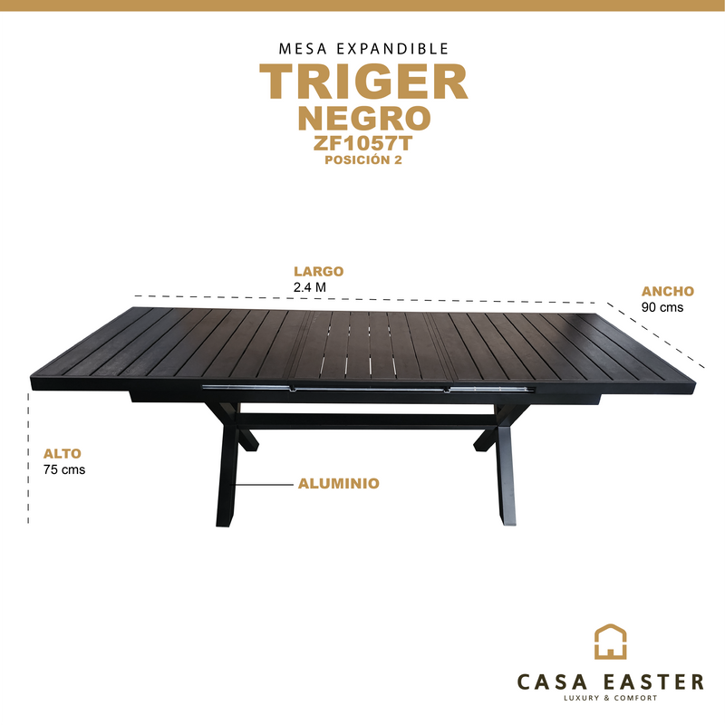 Cargue la imagen en el visor de la galería, Mesa Expandible 1.8 M / 2.4 M Triger color Negro - ZF1057T
