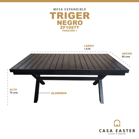 Mesa Expandible 1.8 M / 2.4 M Triger color Negro - ZF1057T