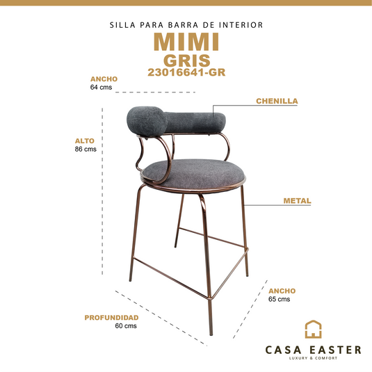 Silla Alta de Interior Mimi 23061141-GR Gris - 23016641-GR