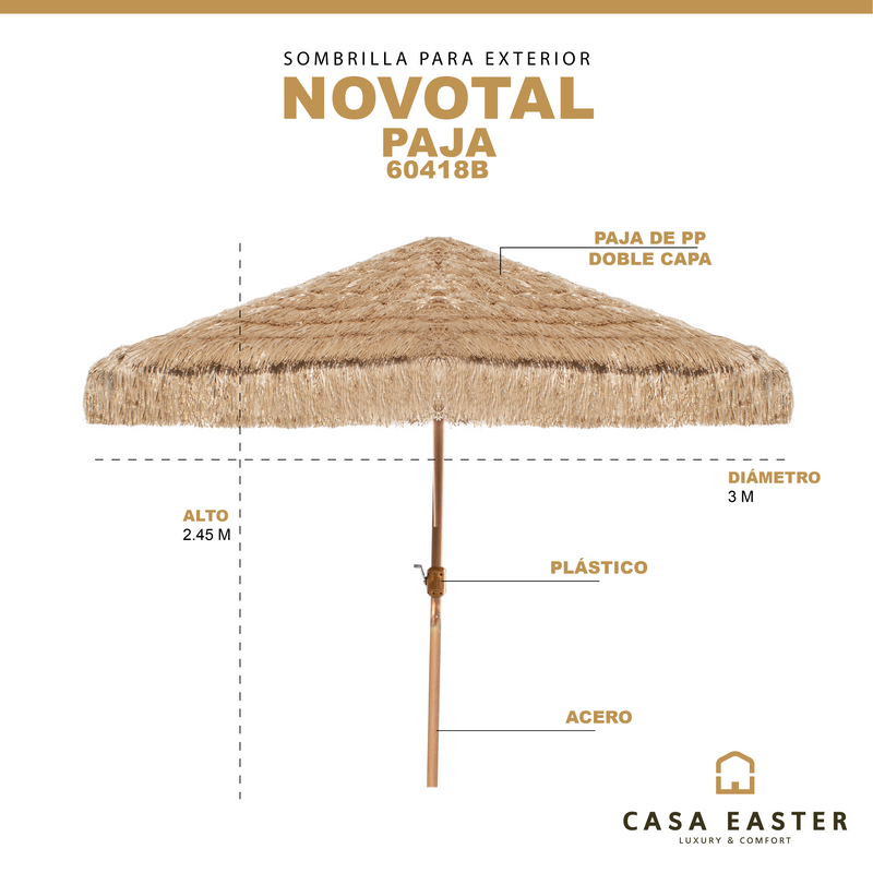 Cargue la imagen en el visor de la galería, Sombrilla Novotal De Paja Para Jardin-60418B
