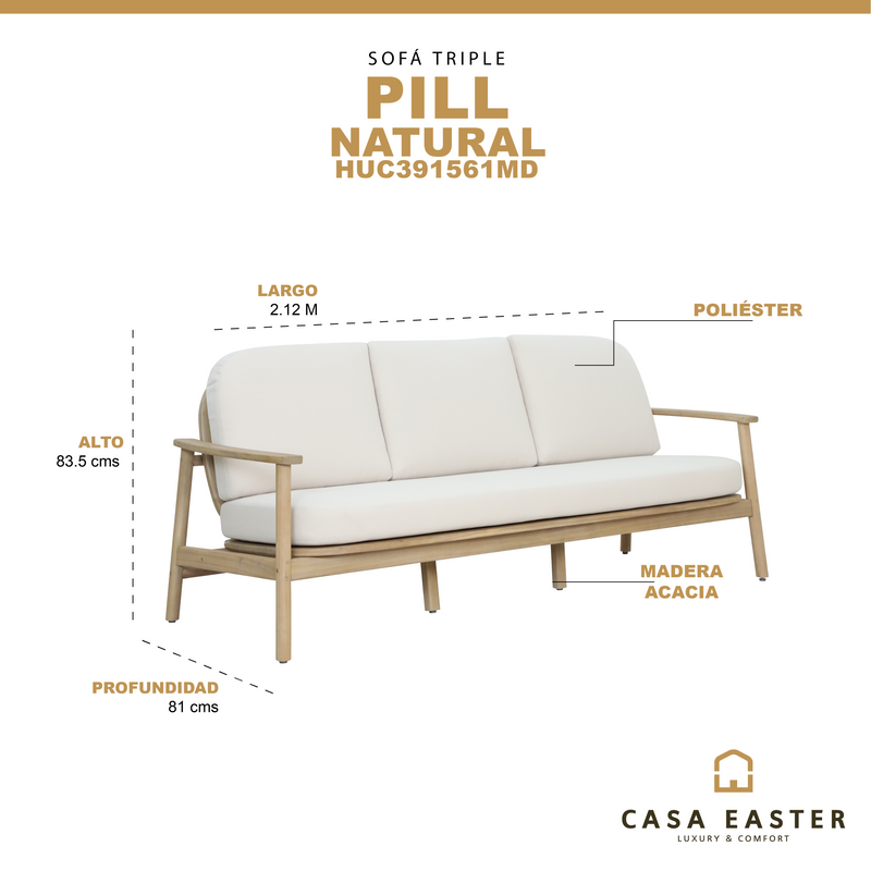 Cargue la imagen en el visor de la galería, Sillon Triple Pill color Beige &amp; Natural - HUC40335-BE
