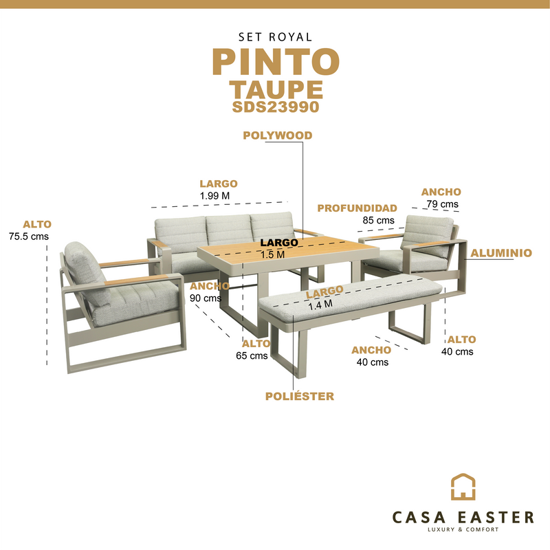 Cargue la imagen en el visor de la galería, Sala para Exterior e Interior de Aluminio Color Taupe PINTO ROYAL -SDS23990
