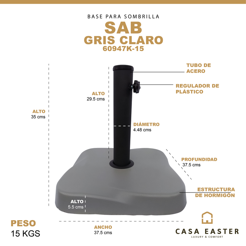 Cargue la imagen en el visor de la galería, Base para Sombrilla SAB color gris claro - 60947K-15
