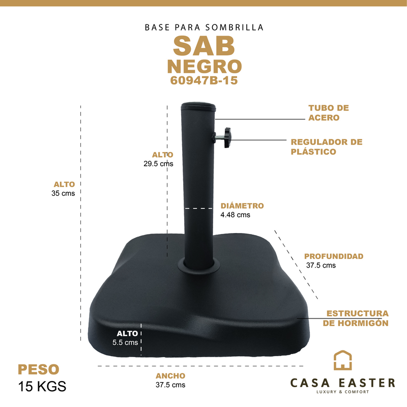 Cargue la imagen en el visor de la galería, Base para Sombrilla SAB color Negro - 60947B-15
